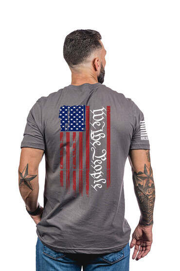Nine Line We The People Flag Short Sleeve T-Shirt in Heavy Metal Grey with flag graphic